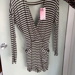 Olive striped romper